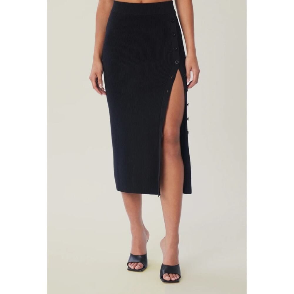 LITA by Ciara True Rib Skirt in Cotton Size XXS Balck NEW